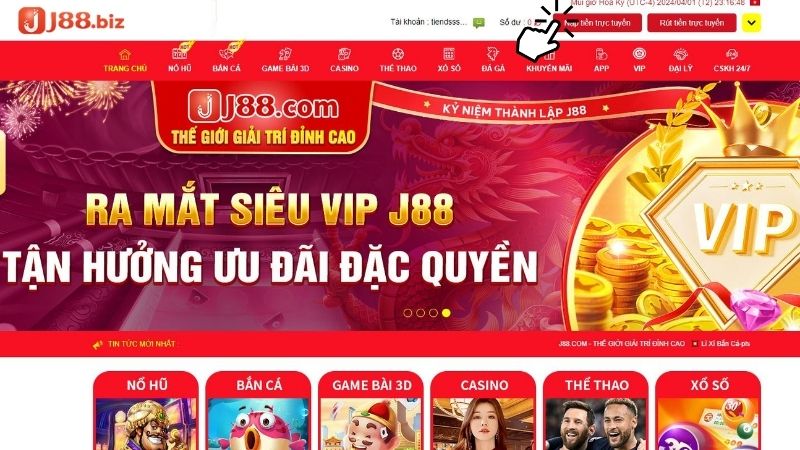 Chọn nạp tiền J88